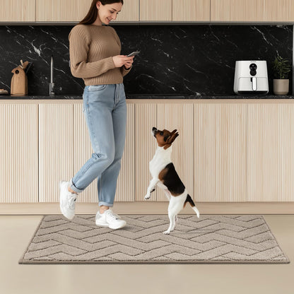 anllugs Machine Washable Kitchen Rugs 24" x 36", Non-Slip Kitchen Runner Rugs Mats for Floor, Absorbent Comfort Standing Mats for Kitchen, Sink, Laundry and Hallway, Taupe
