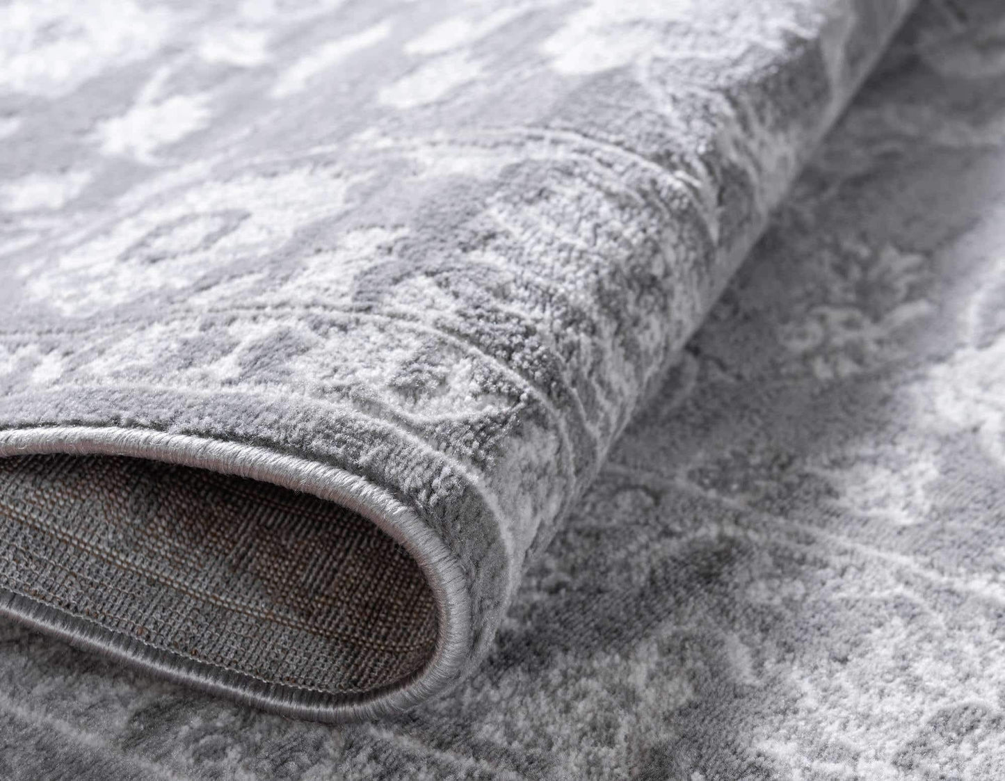 Unique Loom Boston Collection Area Rug - Floral (7' 10" x 10' Rectangle, Gray/ Ivory)