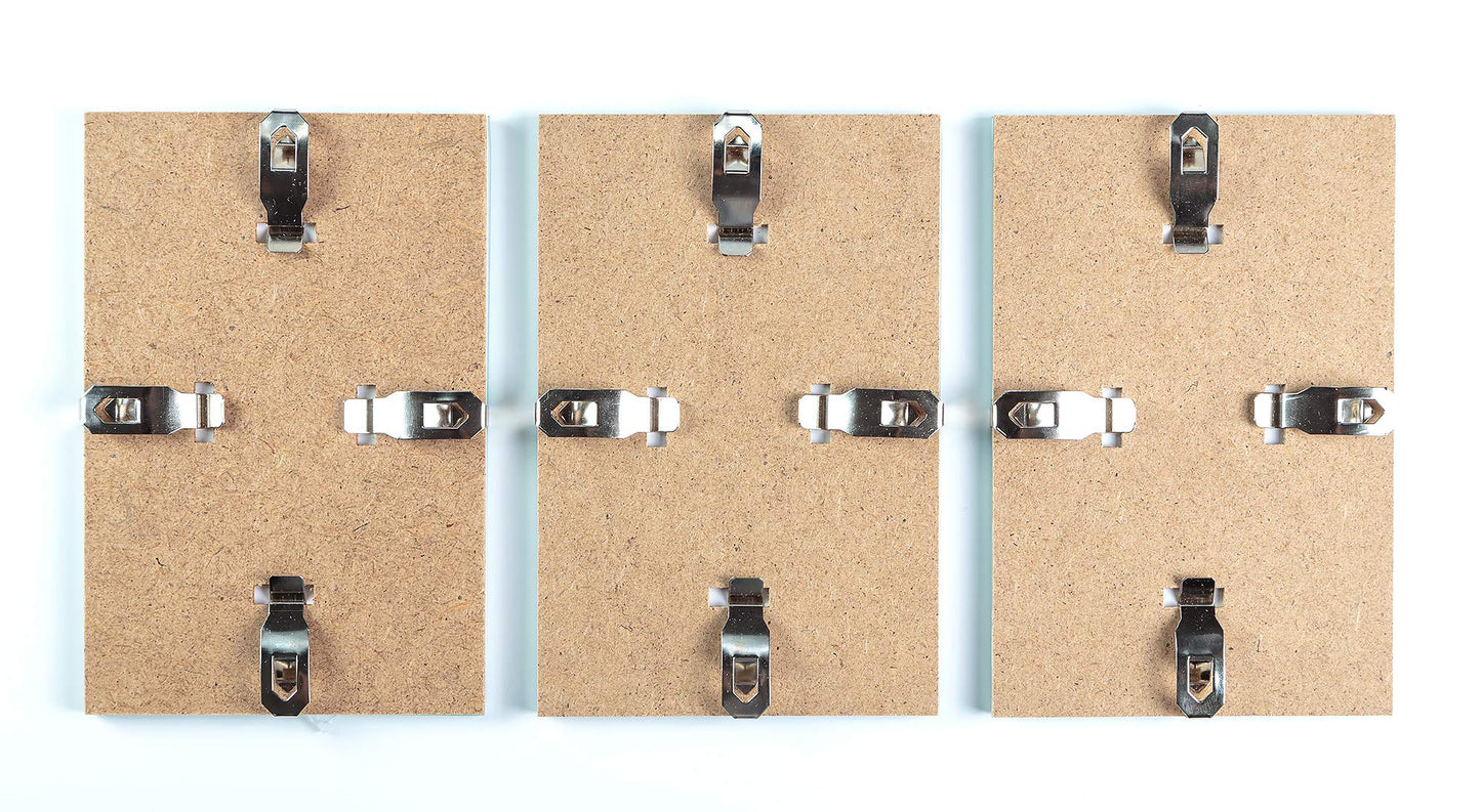 WOOD SIDE ORBIS Glass Clip Picture Frames 5x7 - Pack of 3, Clear Craft Photo Frames