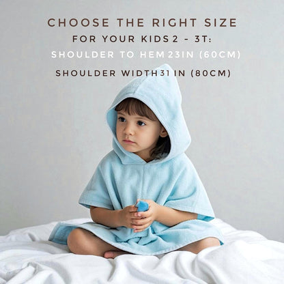 2-3T 100% 2-3T) Hooded Poncho Towel - Organic Cotton, Absorbent & Lightweight for Toddler Boy & Girl, Bath, Pool