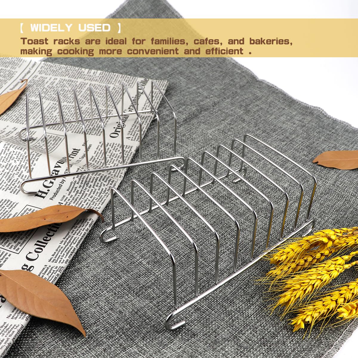 LNQ LUNIQI 2Pcs 8 Slice Toast Bread Rack Stainless Steel Toast and Bread HolderBreakfast Loaf Stand Cooling Grid Bread Rack Air Fryer Accessories
