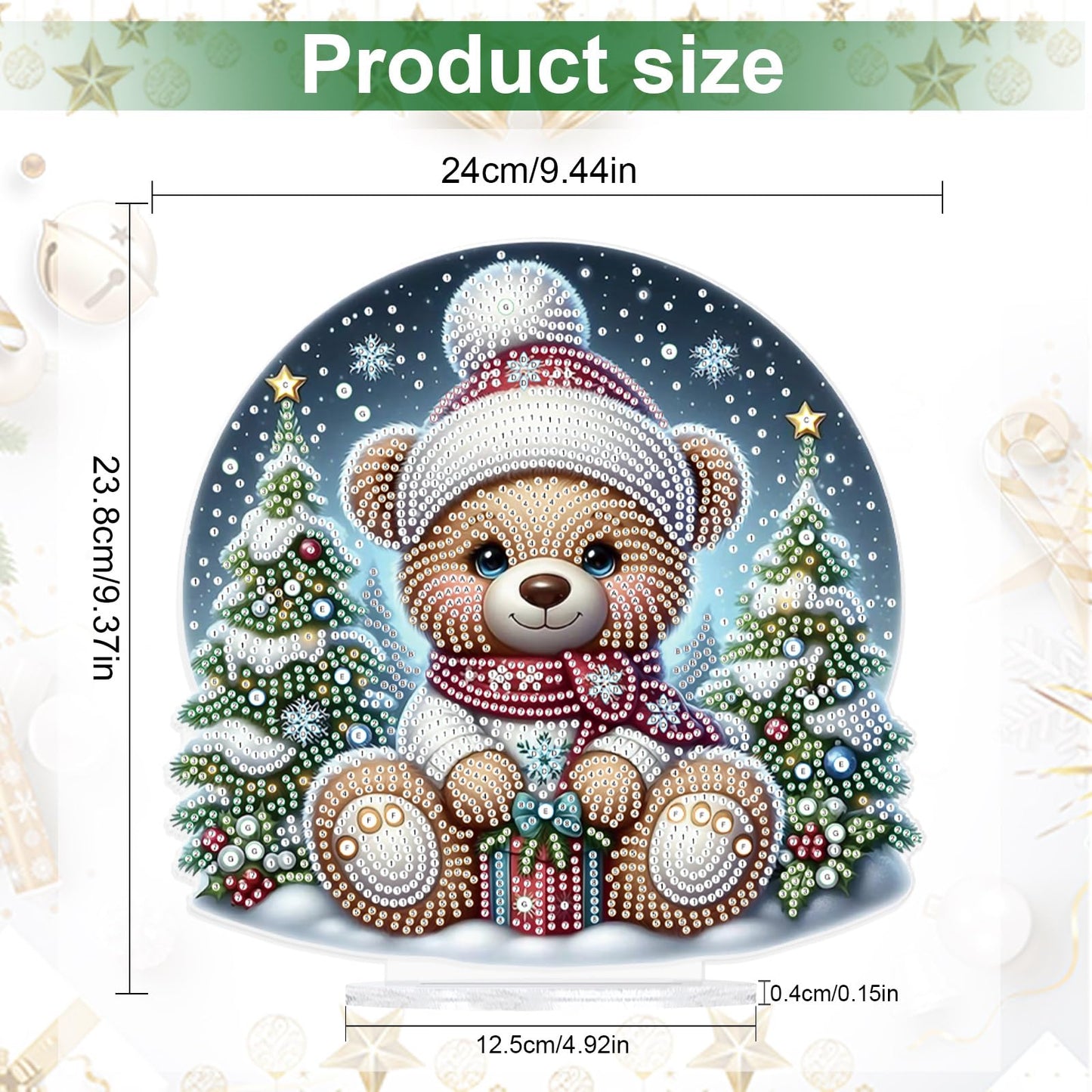 Christmas Diamond Painting Kits Tabletop decoration, DIY bear, 5D Diamond Art Home Ornament By Number Mosaic Arts Crafts For Home Office acrylic Tabletop Decor for Xmas Home Decor, New Year Gift