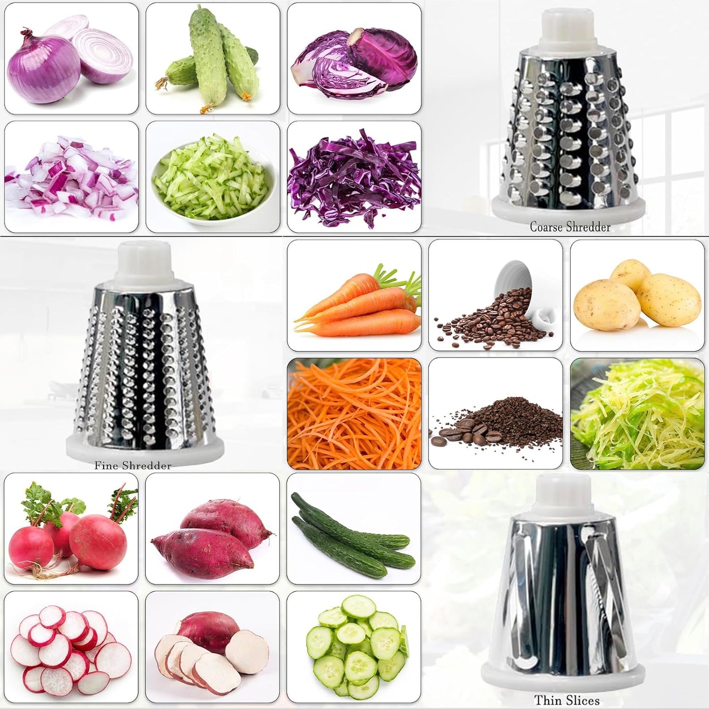 YOUCZON Rotary Cheese Grater Multi-Purpose Stainless Steel Cheese Shredder - Cheese Grater With Handle Effortless