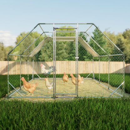 KEIKI Large Metal Chicken Coop, Metal Chicken Run, Farm Poultry Run Hutch Hen House, Outdoor Walk-in Chicken Pen for Poultry Duck Rabbit, 19.22ft x 9.94ft x 6.36ft