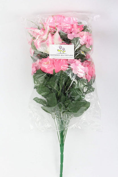 Admired By Nature 24 Stem Artificial Flowers - Mixed Bush for Home & Wedding Decoration