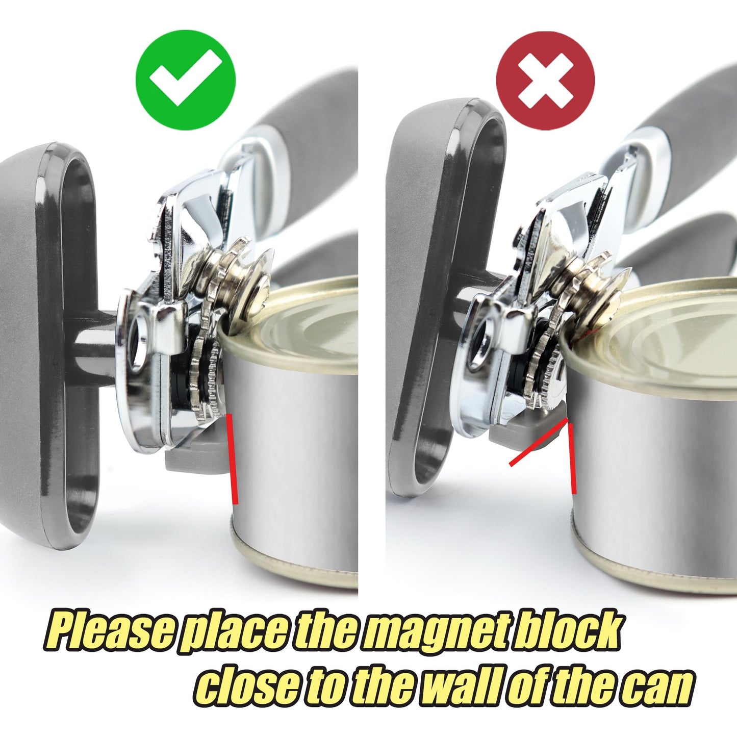 SPIDER GRIP Can Opener, No-Trouble-Lid-Lift Manual Handheld Can Opener with Magnet, Smooth Edge Safe Cut for Beer/Tin/Bottle, Big Turning Knob Anti-Slip Handle Good for Seniors with Arthritis