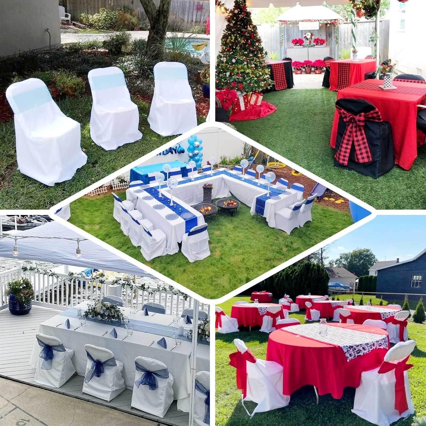 1 Set Efavormart Gold Linen Polyester Folding Chair Covers for Dining Chairs Party Wedding Banquet Outdoor Event