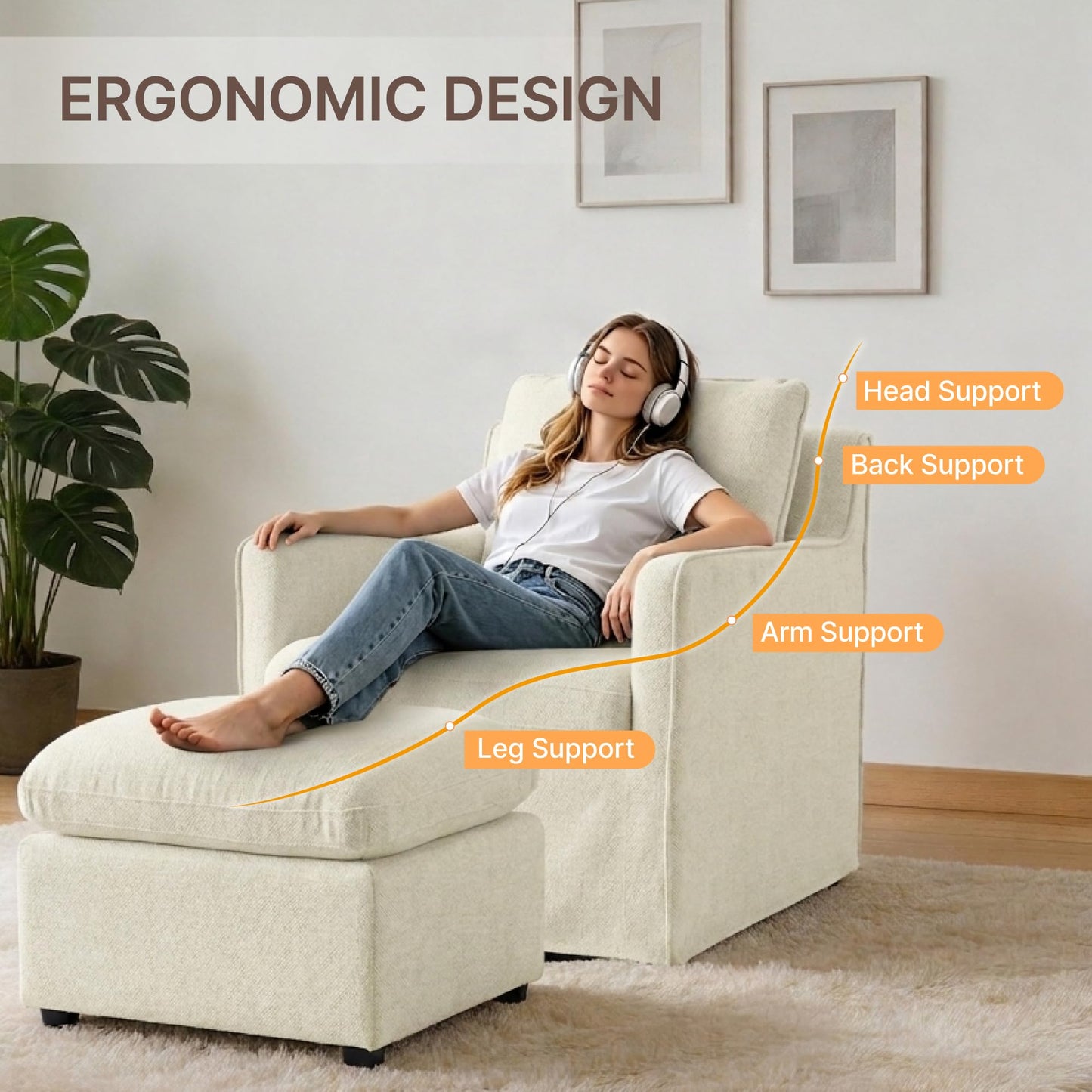 KISLOT Swivel Accent Chair Rocking Recliner 360 Degree Swivel Armchair Machine-Washable Cover for Nursery Living Room Bedroom