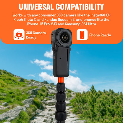 Best360 Monopod Pro Carbon Fiber Edition 360 Camera Stand, Compatible with Insta360 X5, X4, X3/DJI Osmo 360/GoPro MAX 2/Ricoh Theta X, Z1/Kandao Qoocam 3 Ultra