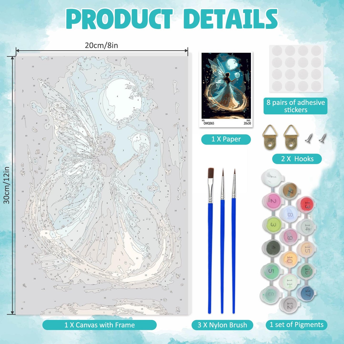 DOMROM Framed Paint by Numbers Kit for Adults, Fairy DIY Paint by Number Kits on Canvas, Easy Canvas Painting by Numbers for Home Wall Decoration Gift 8x12 Inch