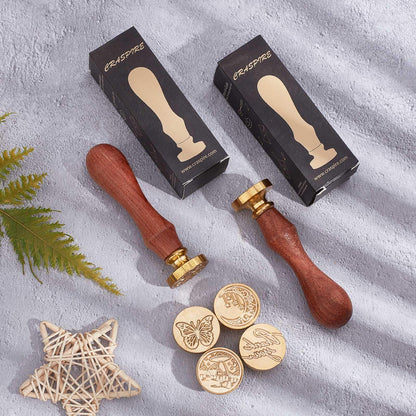 CRASPIRE Eagle Wax Stamp Vintage Removable 30mm Gold Brass Sky Bird Sealing Stamp Heads Replacement with Wooden Handle for Envelopes Invitations Card DIY Craft Birthday Wedding Gifts Wrapping Letters