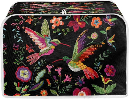 Embroidered Bird Toaster Covers, 2 Slice Small Kitchen Appliance Cover, Quilted Polyester Fabric Kitchen Accessories
