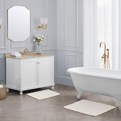 Laura Ashley Ruffle Cotton Bath Rug Set, 2-Piece, Ivory
