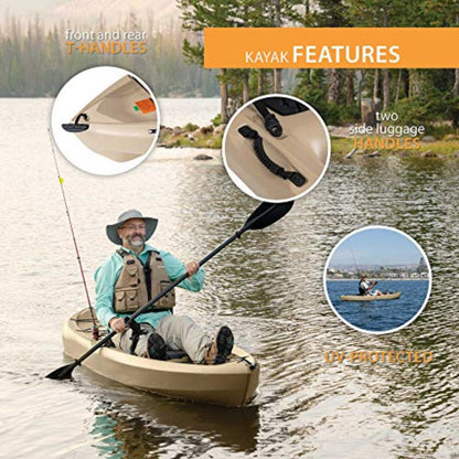 Lifetime Muskie Angler Sit-On-Top Kayak with Paddle, Tan, 120"