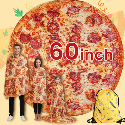 FREESOOTH Pizza Throw Blanket for Adult Kids, Novelty Round Warm Soft Tortilla Blanket for Couch Bed Funny Present, 60 Inches