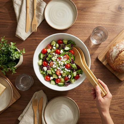 Wgtalation Large Ceramic Dinner Bowl - Handmade Salad Bowl Set, 58 oz. Dishwasher and Oven Safe, Vanilla White 9.5 inch”
