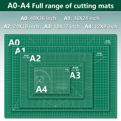 ArtAt Self Healing Cutting Mat: 18″x 24″ Green Double Sided, Non-Slip 5 Layers PVC Durable A2 Sewing Craft Mat for Rotary Cutter, Use for Quilting, Scrapbooking and Craft & Art Projects…