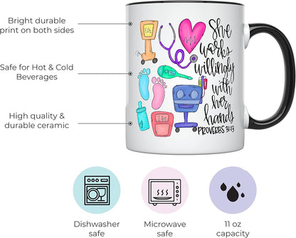 YouNique Designs NICU Nurse Mug - 11 Ounces Labor and Delivery Nurse Coffee Cup, Neonatal Intensive Care RN (Black