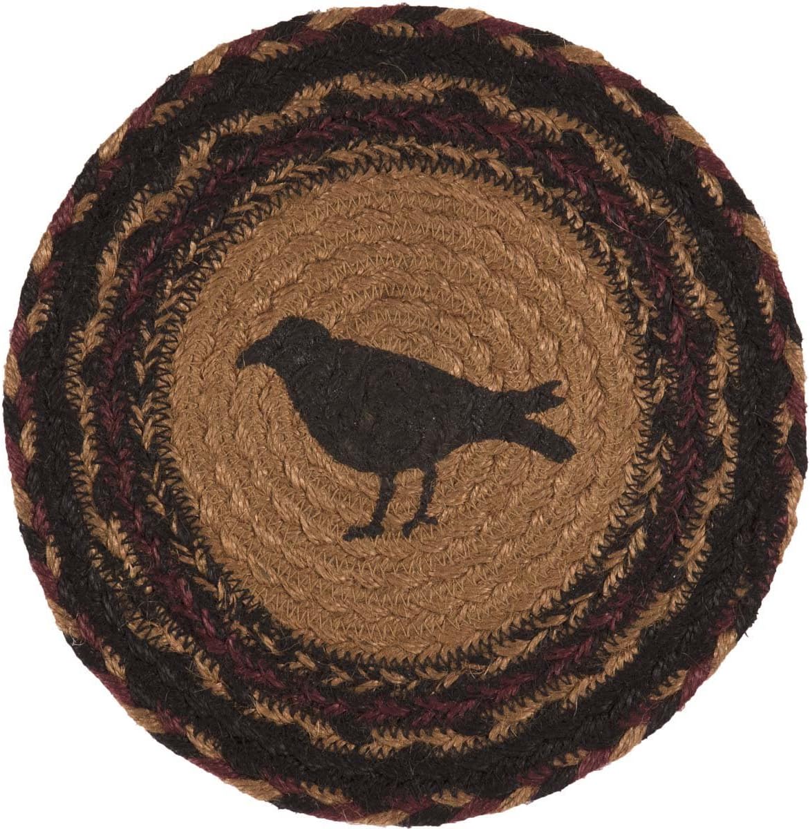 VHC Brands Heritage Farms Tan Crow Jute Trivet, Primitive Tabletop & Kitchen