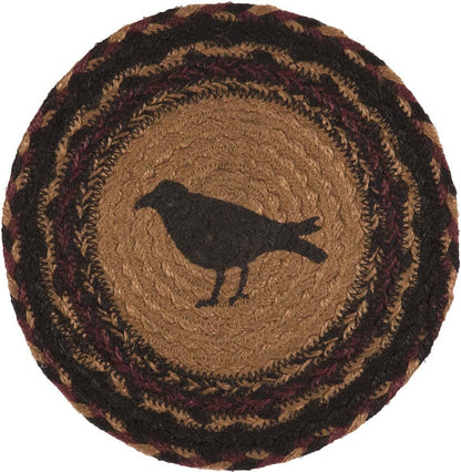 VHC Brands Heritage Farms Tan Crow Jute Trivet, Primitive Tabletop & Kitchen