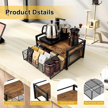 ULIKEUS Tea Bag Organizer Wood Tea Organizer with 8 Compartments Storage Chests Tea Station Chest Display Container Box for Countertop Kitchen