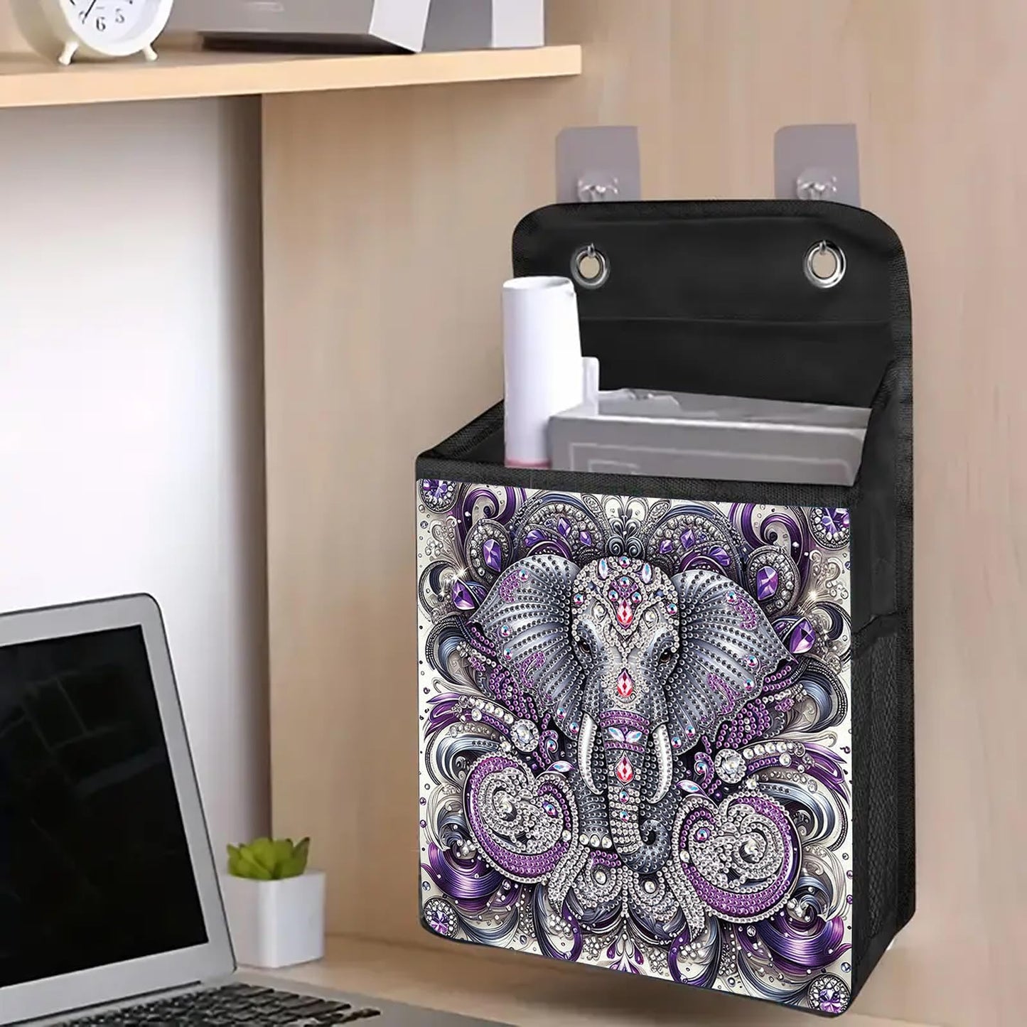Diamond Painting Storage Organizer Kit with Beautiful Pattern Design Round and Special Shape Diamond Art Kit，Door Hanging Holder Suitable for Storing Small Items, Foldable Wall Pouch Without Hooks