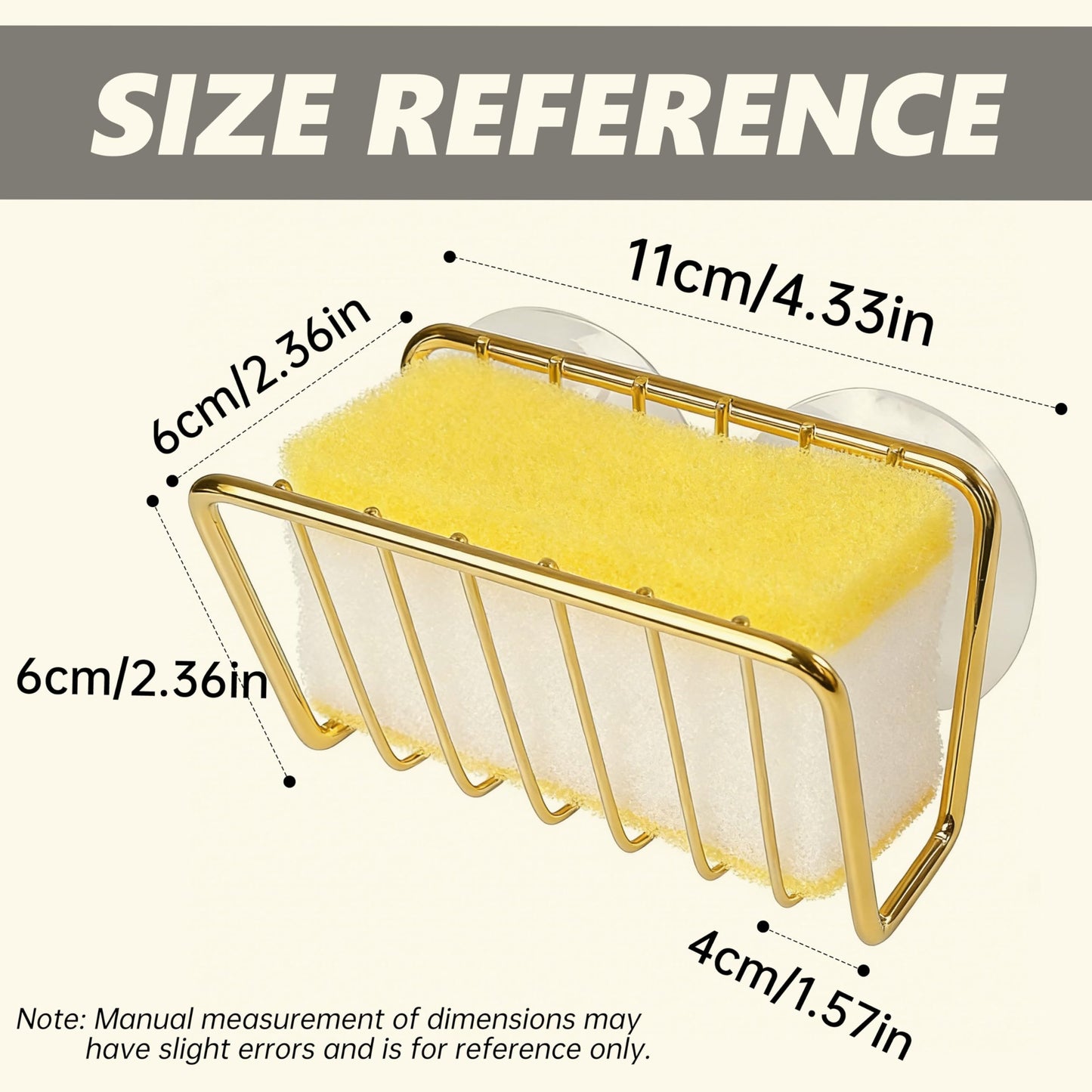 blueden Kitchen Sink Suction Holder for Sponges,Soap,sink strainer, sink stopper.Food Graded Stainless Steel,No Drilling,Wall Mounted Soap Holder Soap Tray Bar Holder for Bathroom & Kitchen,Gold.
