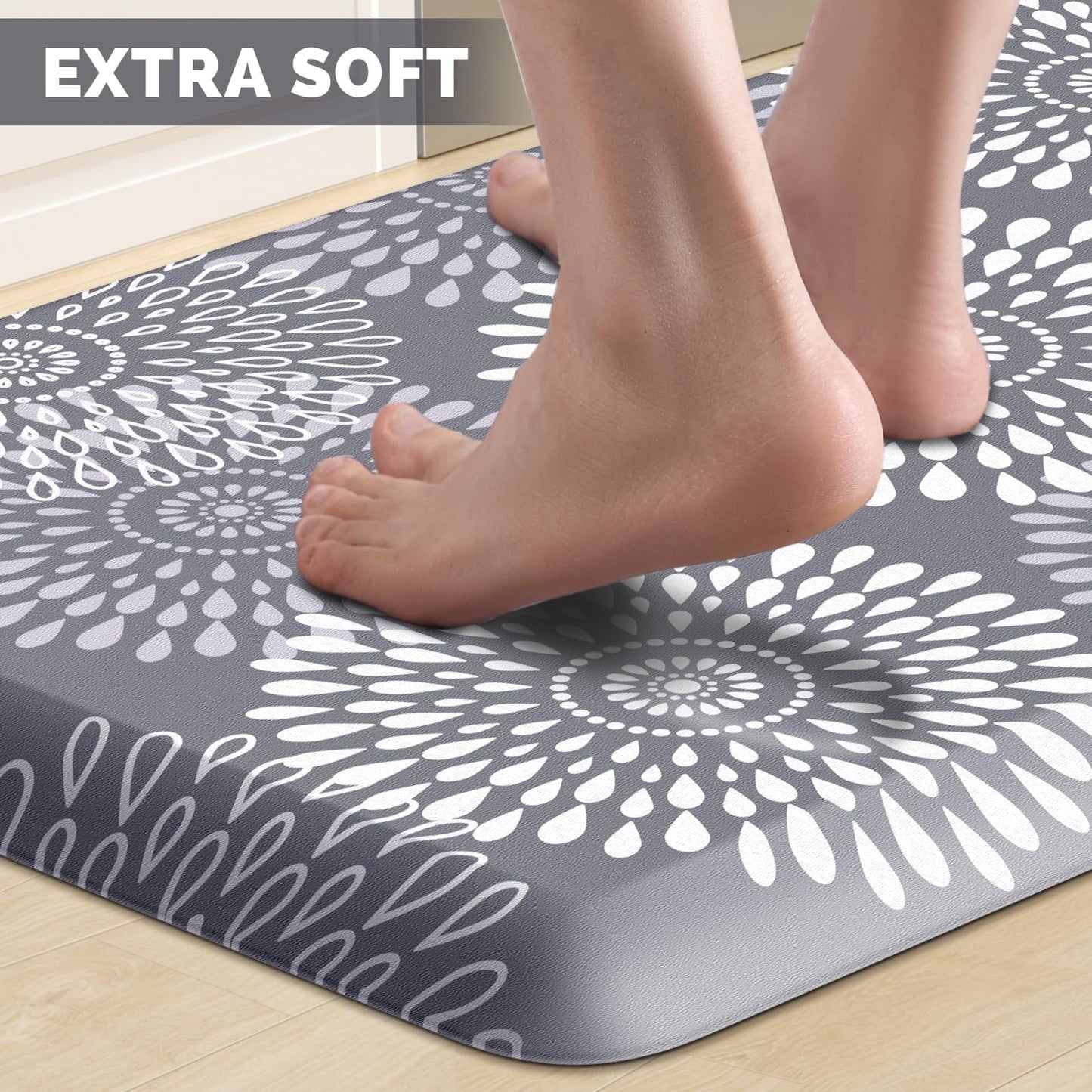 LuxStep Kitchen Mat Waterproof Kitchen Rugs for Floor Cushioned Anti-Fatigue Mat Non-Slip Standing Desk Mat Comfort Floor Mats for House Sink Office 17.3" x 28" Grey