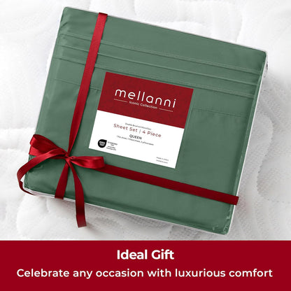Mellanni Twin Sheets Set - 3 PC Hotel Luxury Bedding | Extra Soft, Cooling, Wrinkle-Resistant (Emerald Green)