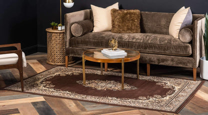 Unique Loom Reza Collection Traditional Persian Style Area Rug, 9 ft 10 in x 13 ft, Brown/Ivory