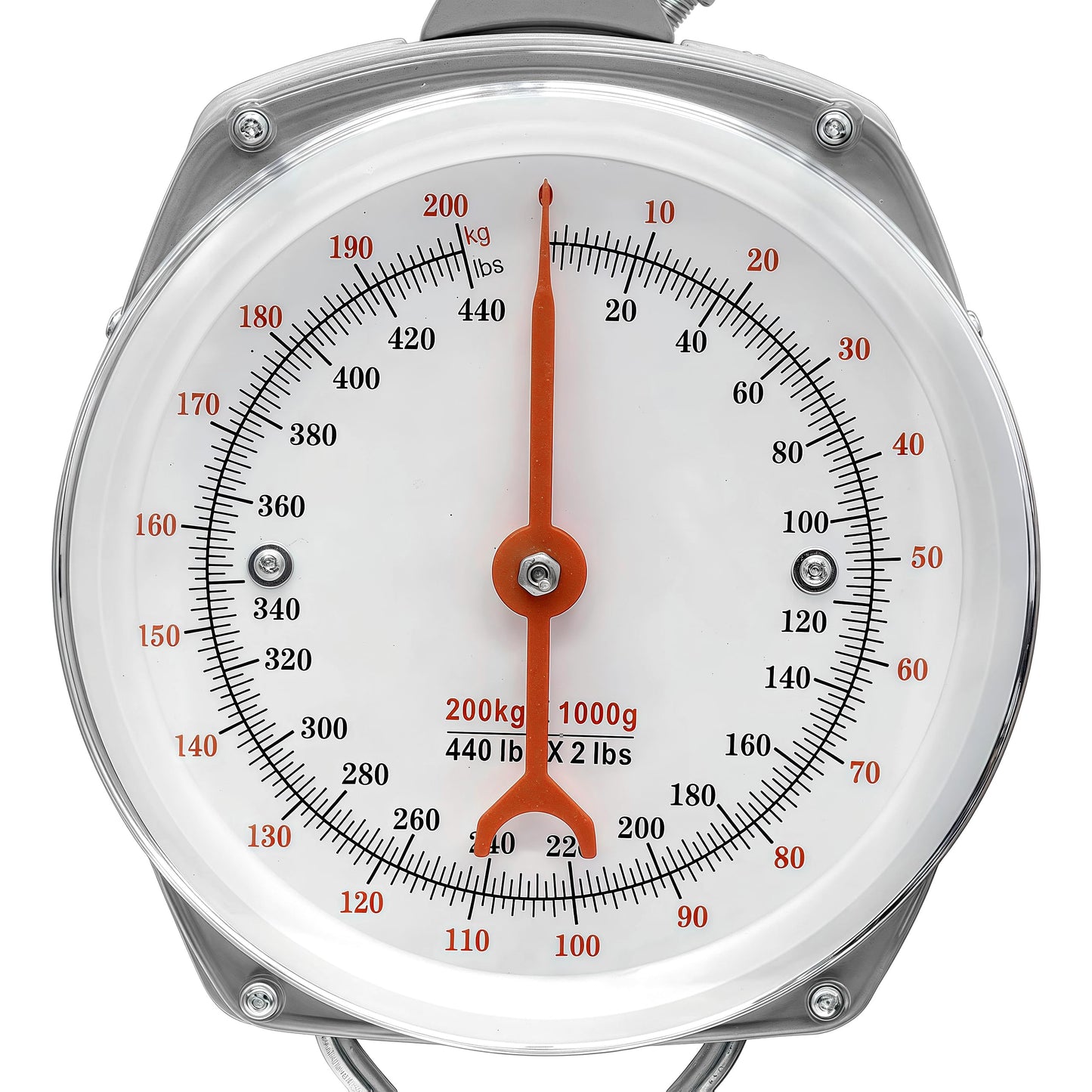 Eyes.sys 440lb/200kg. Big Game Scale，Large Capacity Hanging Spring Dial Weight Scale with 2 S-Hooks for Kitchen Fishing (Easy to Read Dial)