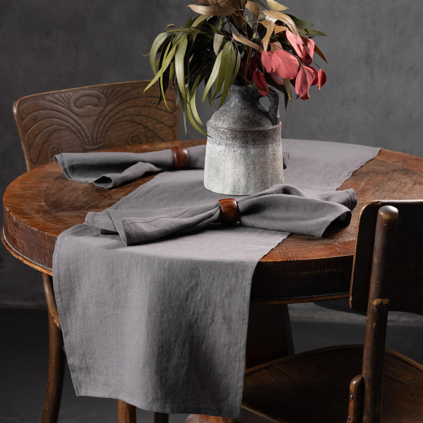 HOUSE OF FLAX Linen Dinner Napkins 18 x 18 Inch - 100% Flax Linen Napkins - Stone Washed Pure Linen Cloth Napkins (Ash Grey, 18" x 18"(Set of 4))