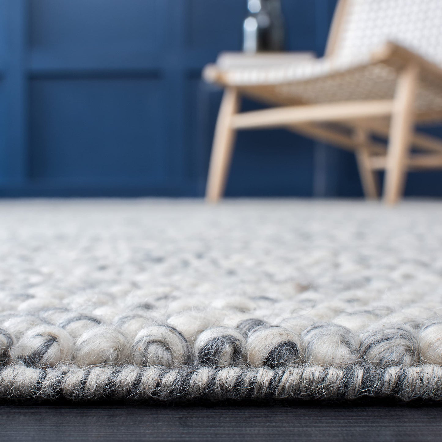 SAFAVIEH Area Rug 9x12 - Natura Collection - Large - Light Grey & Ivory, Handmade Wool Blend, Textured Design, Ideal for Living Room, Bedroom, Dining Space (NAT620G)