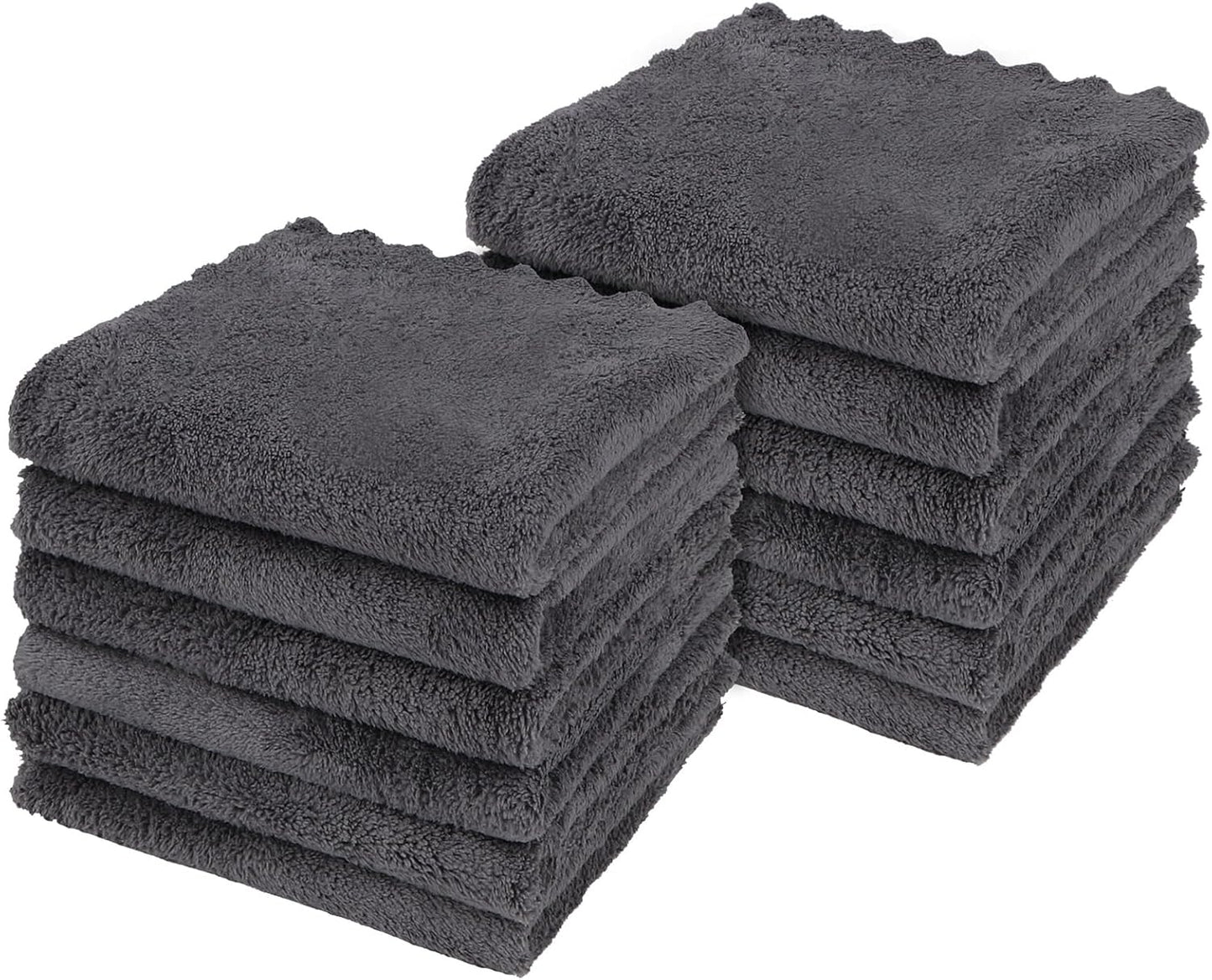 12 Pack, Sets 12x12 inches, Orighty Ultra Soft Washcloths Premium Microfiber Towel Absorbent and Quick Drying Coral