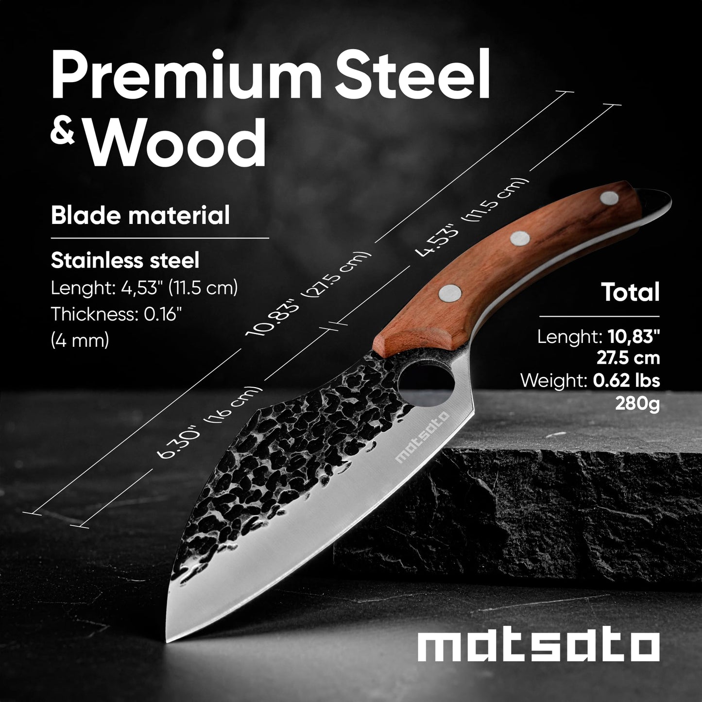 Matsato Chef Knife, Kitchen Japanese Steel Chefs Knife, Meat & Vegetables Cooking And Chopping Chef Knives, Cuchillos De Cocina - Kitchen Gifts, Womens, Dad Gifts for Christmas 4.53 Inches Blade