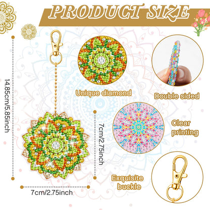 Henoyso 20 Pcs Diamond Art Painting Keychains Kits for Adults 5d Double Sided Cross Shaped Diamond DIY Painting Keychains Gem for Beginners Adults DIY Crafts Decor Gift Party(Mandalas)