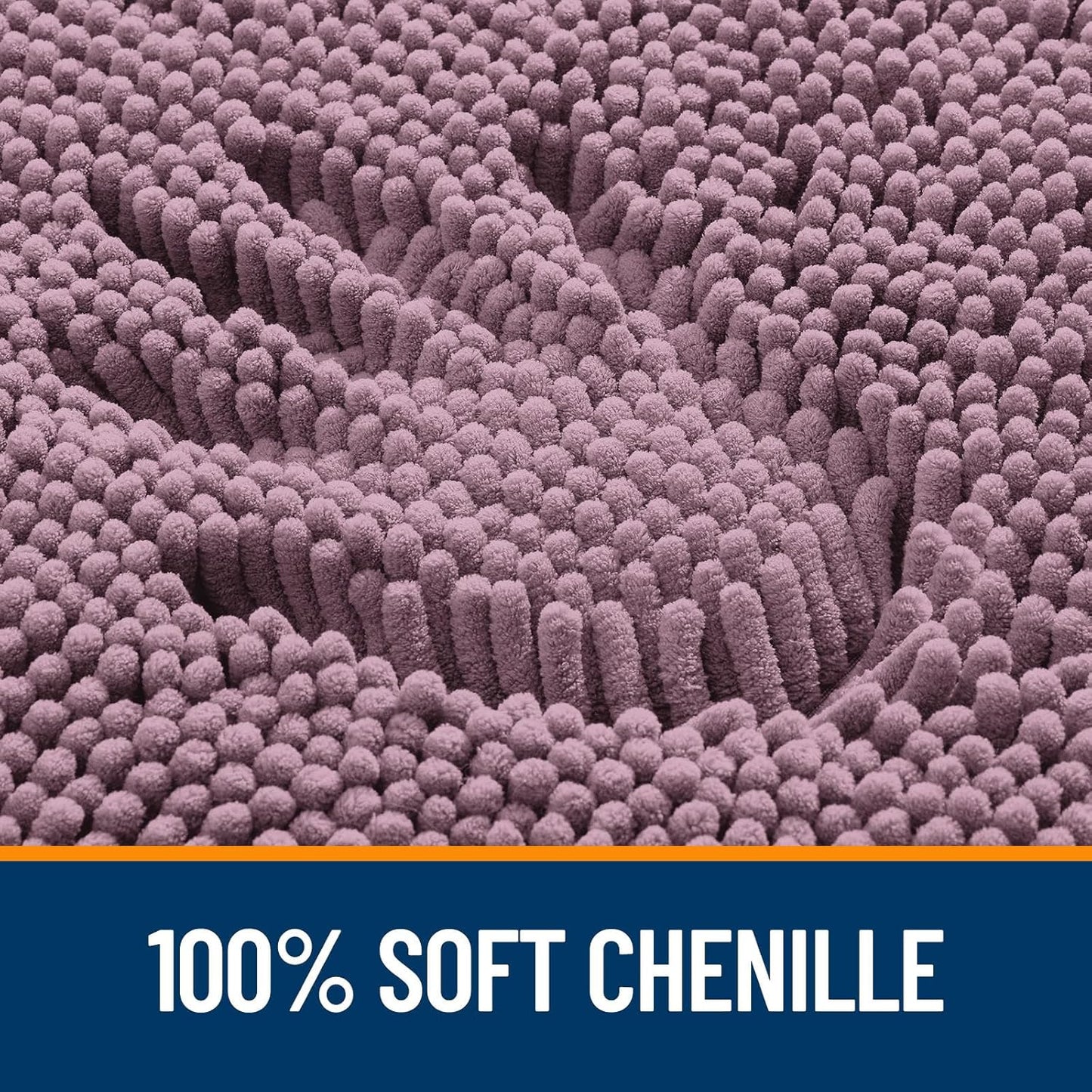OLANLY U-Shaped Toilet Rug - Extra Soft Chenille Bathroom Mat, Quick-Dry & Non-Slip, 24x20 Deep Plum