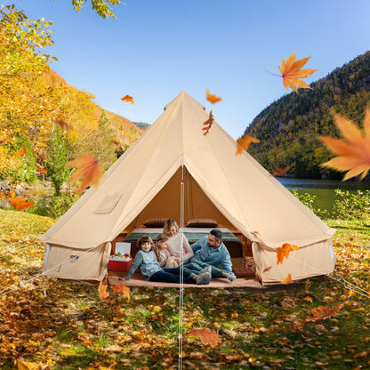 VEVOR Canvas Tent Bell Tent, 4 Seasons 7 m/22.97 ft, for Camping with Stove Jack, Family Camping Outdoor Hunting Party