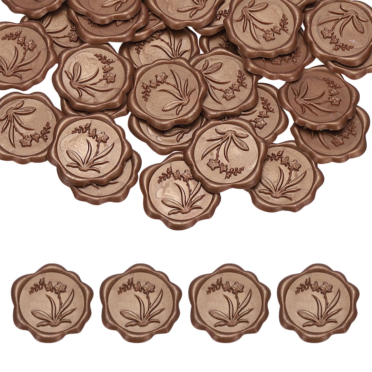 PATIKIL Wax Seal Stickers, 50 Pcs Envelope Seal Stickers, Self-Adhesive Wax Stamp Wedding Invitation Accessories for Wedding Party Birthday Gift Wrapping Anniversary, Coffee