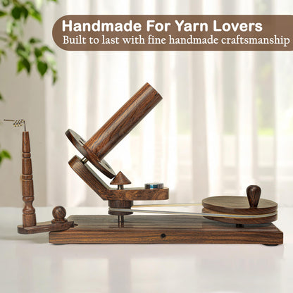 OZYRA Wooden Yarn Cake Winder - Elegant Handmade Yarn Winder for Crocheting, Yarn Winder Large Capacity, Yarn Spinner for Crocheting (R-Combo-2)