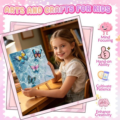 SJTYDX Framed Diamond Art Kits, Diamond Painting Butterfly with Movable Wings, DIY Rhinestone Gem Painting Crafts Canvas Art with Easel Diamond Paint Kits for Decor Gift, 7.8x7.8 Inch