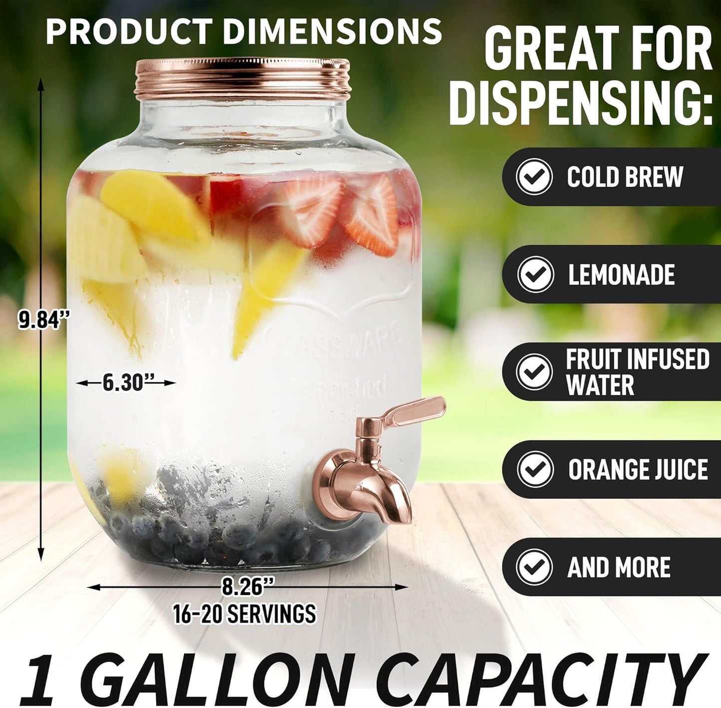 1 Zulay Kitchen Gallon Cold Brew Coffee Maker - Large Iced Tea & Cold Brew Pitcher with Extra-Thick Glass & Stainless