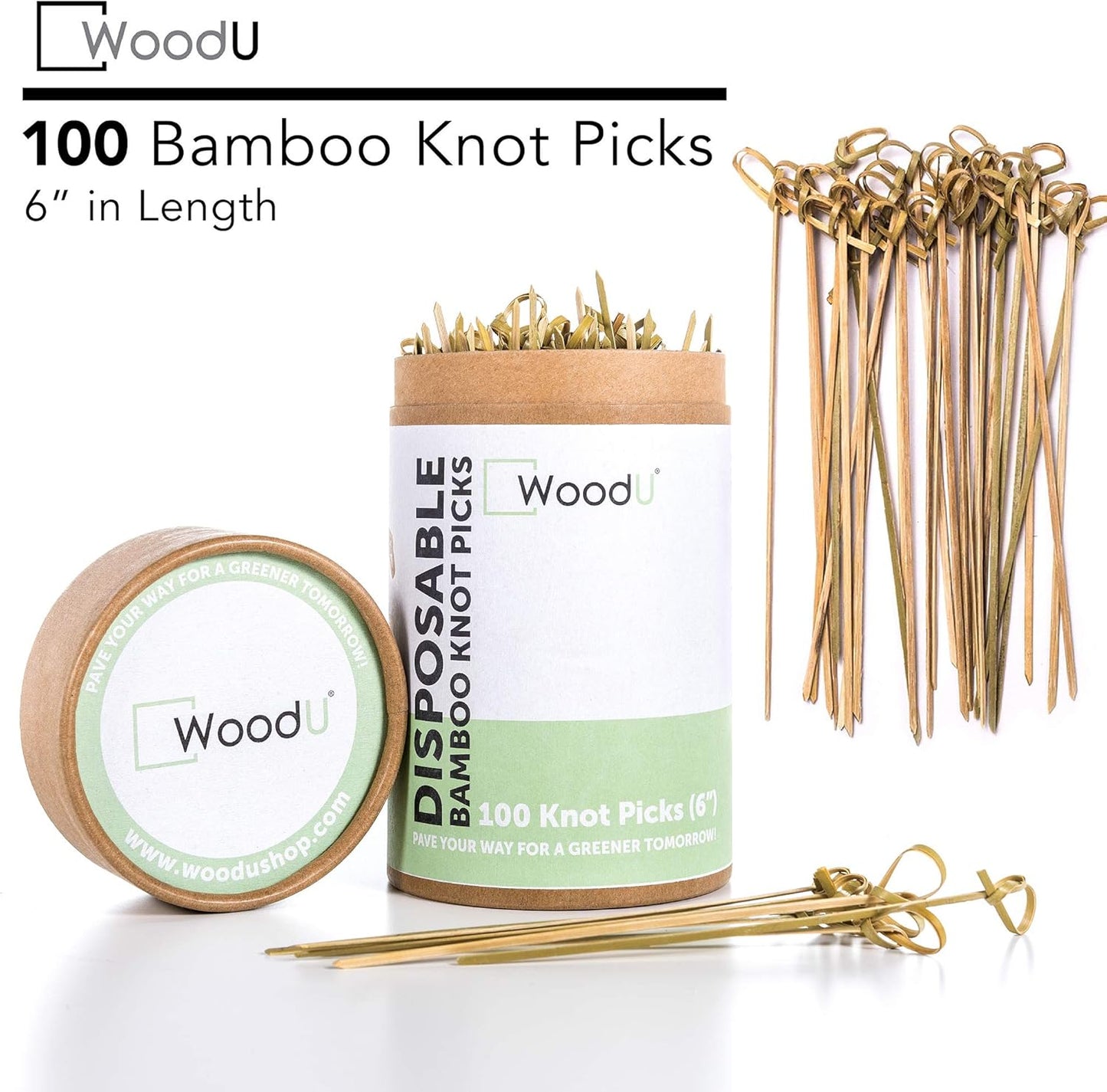 Bamboo Skewers for Appetizers 6" - 100 Pcs Wooden Cocktail Picks for Parties