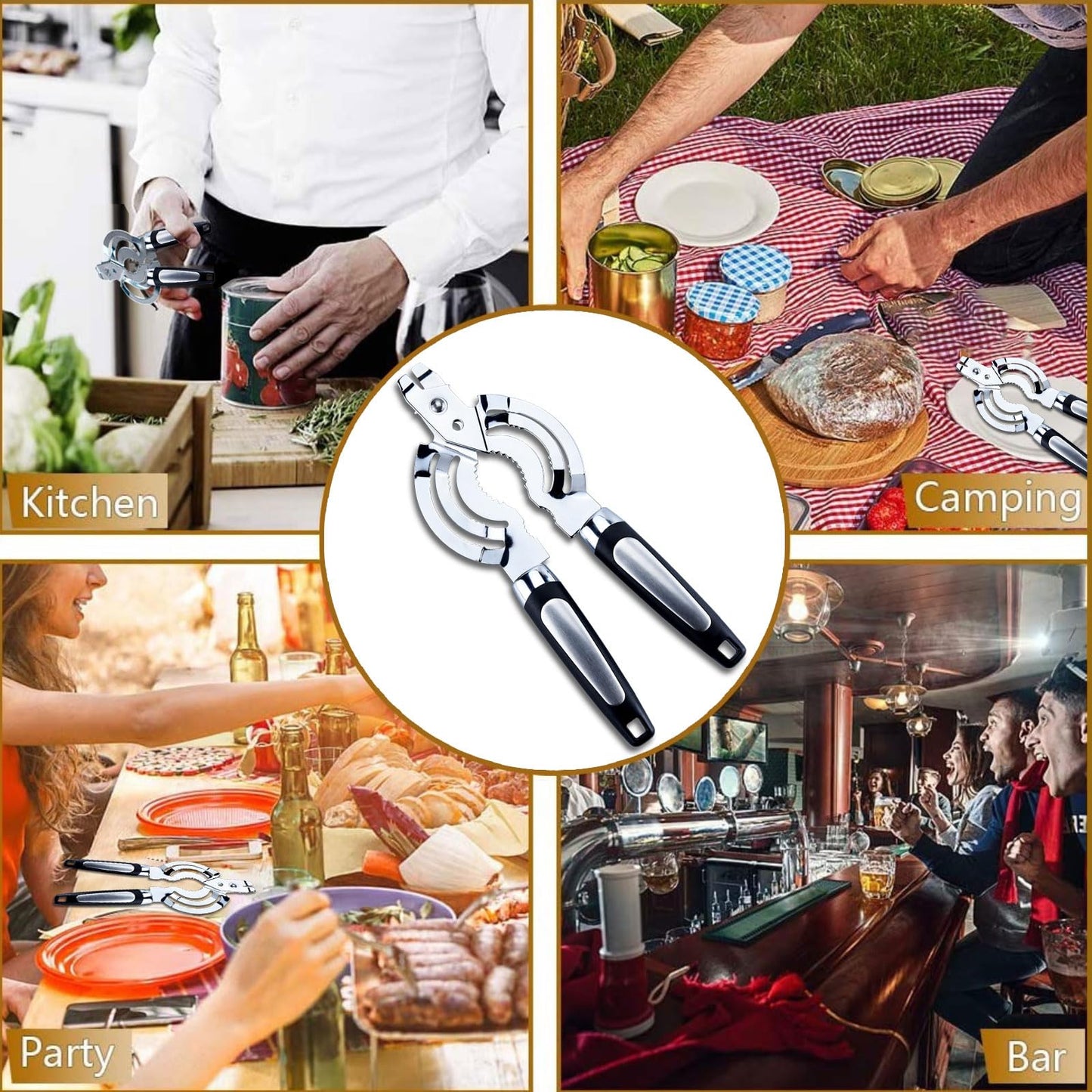 Topoem Jar Opener, Multi Jar Openers for Seniors, Stainless Steel Jar Lid Opener, Bottle Opener for Seniors with Arthritis, Weak Hands
