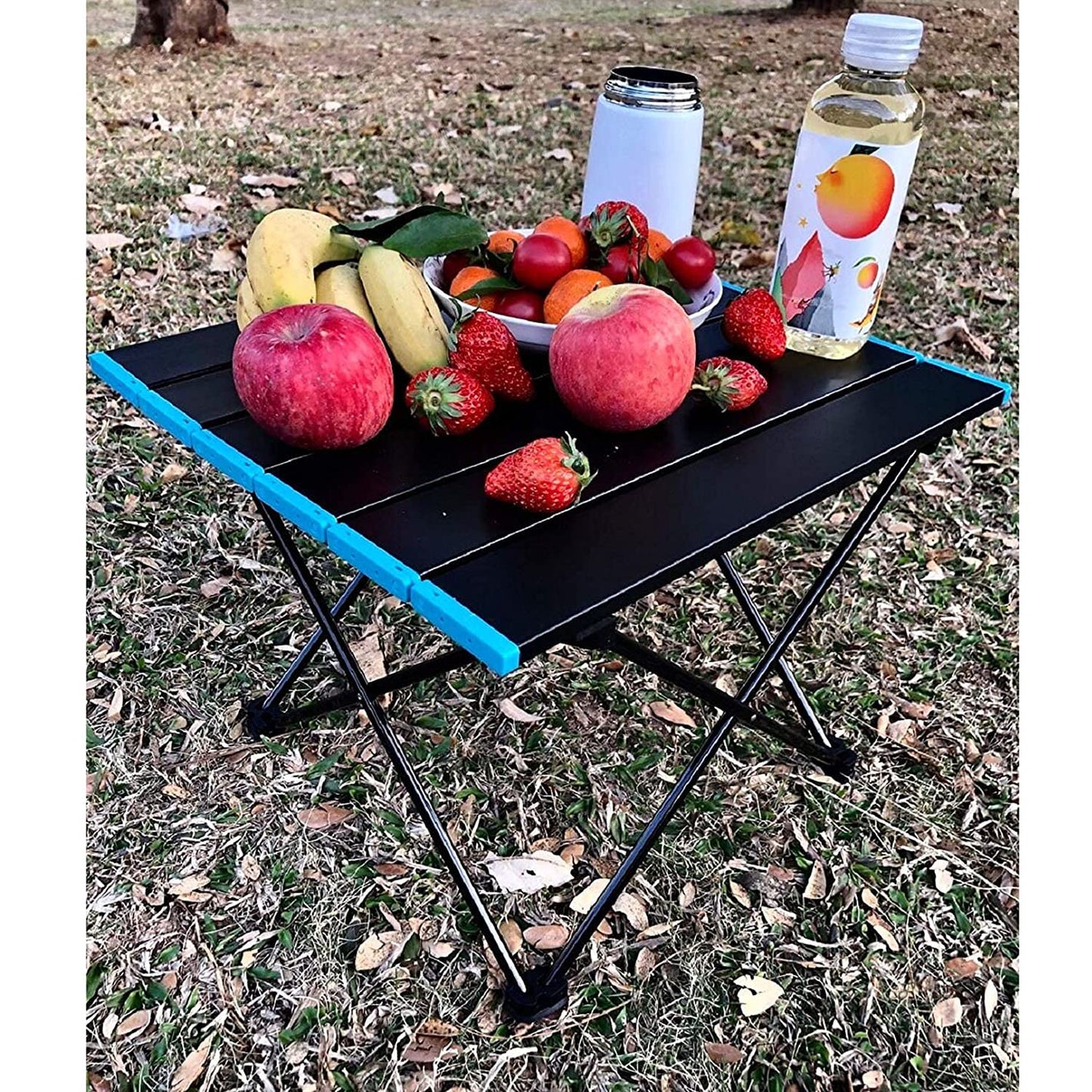 U5GAAALPPQ9 Portable Lightweight Camping Table Folding Aluminum Picnic Table Lightweight Compact Roll Up Tables Perfect for Outdoor Hiking BBQ Backpacking (69 * 47cm)