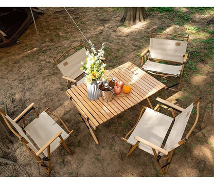 YFCDZVBH Portable Picnic Table, Solid Wood Egg Roll Table Outdoor Picnic Table (颜色 : Medium-Size)