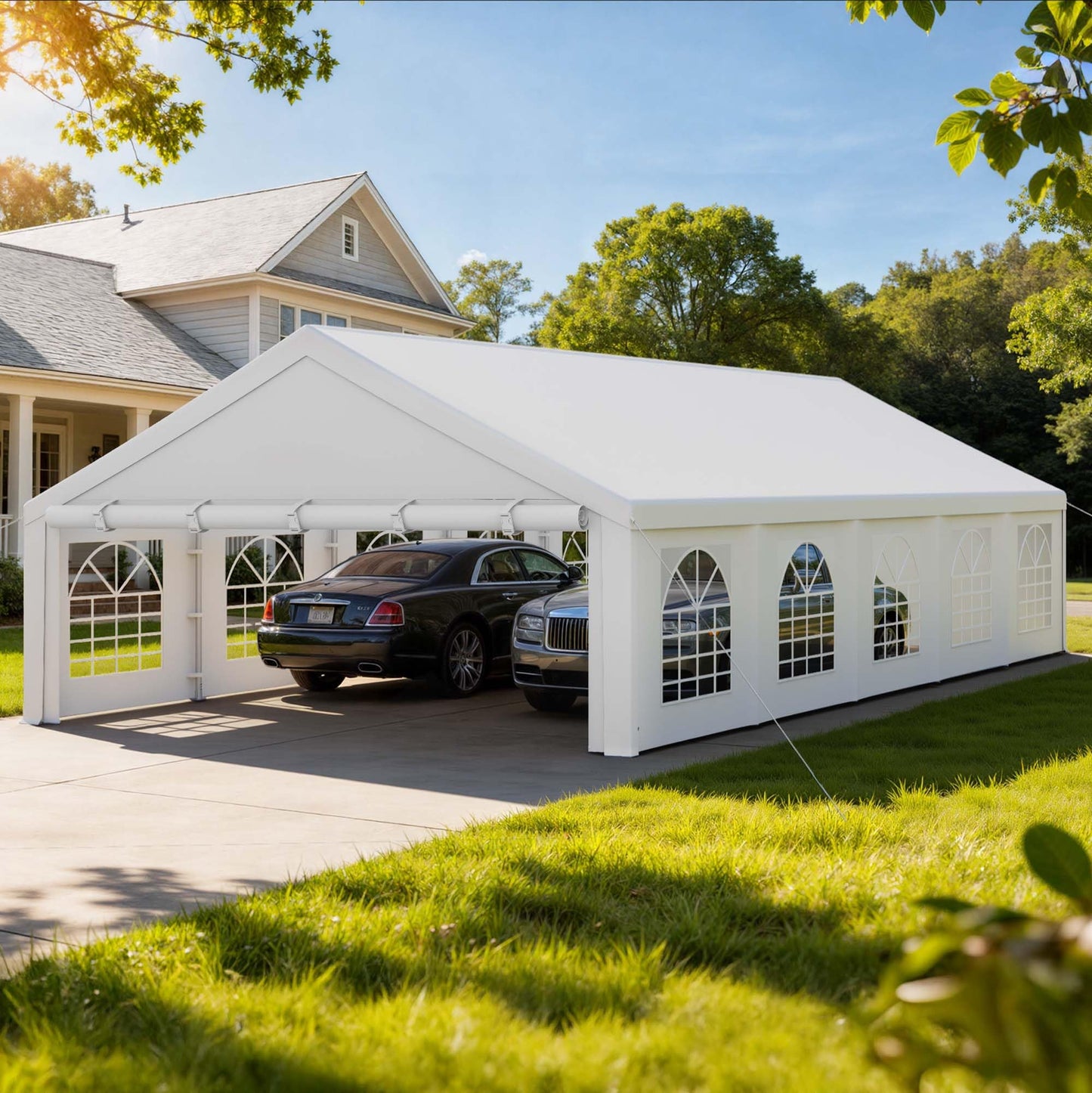 YITAHOME 20x33FT Heavy Duty Party Tent Outdoor Wedding Event Shelters Upgraded Galvanized Canopy with Large White Roof, Removable PVC Sidewalls & 3 Storage Bags carpa para Fiestas