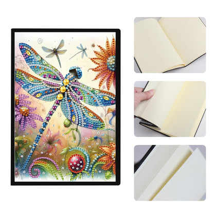 JISHSHAY Diamond Art Notebook Journal Diamond Painting Note Book Gem Art Sketchbook Gem Painting Diary Mosaic Kits for Adults Blank Notebook with Special Drills 14.5×21cm/5.7×8.26in Dragonfly