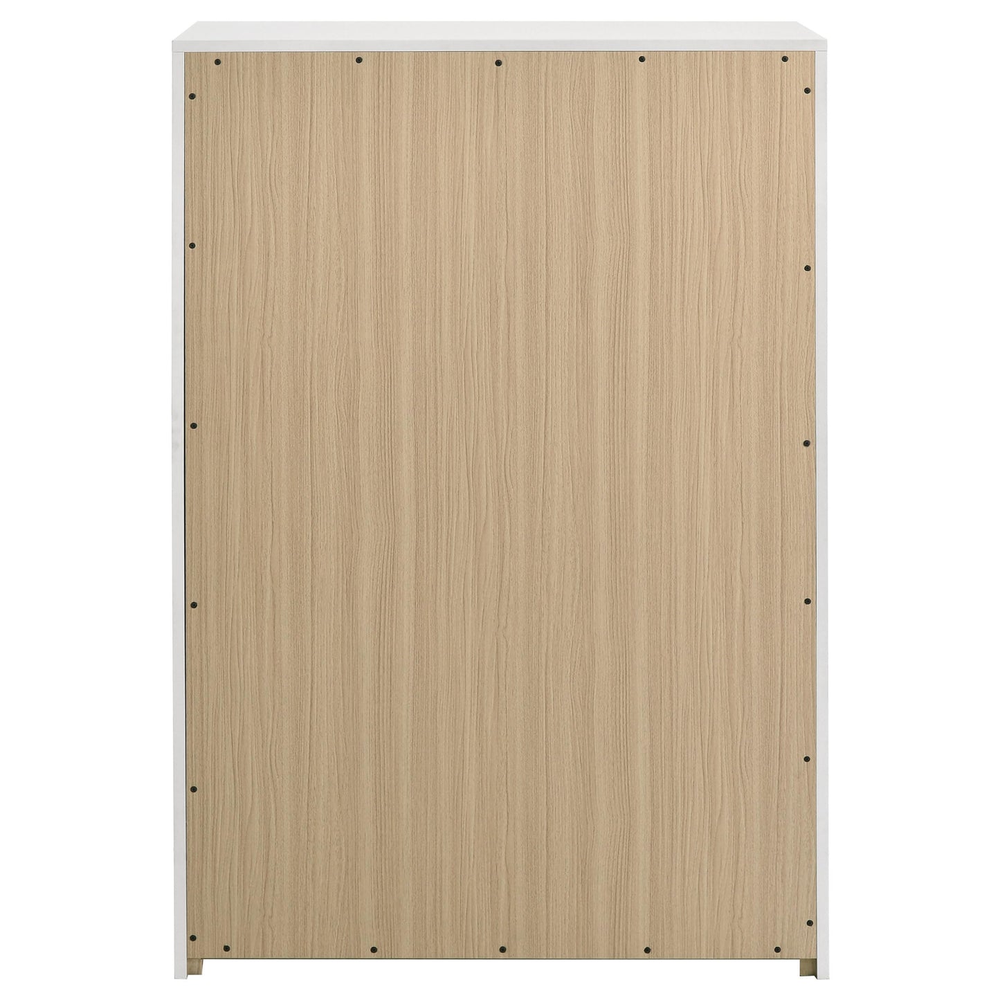 Coaster Home Furnishings - INES - Wood - 5-Drawer Chest with Vertical Gold Pulls, English Dovetail Joinery and Contemporary Design - Bedroom - White High Gloss - 223095
