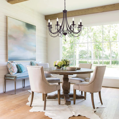 Lucidce Farmhouse Chandeliers 8 Lights Oil Rubbed Bronze Pendant Lighting Dining Room Light Fixtures Modern Crystal Ceiling Light Fixtures